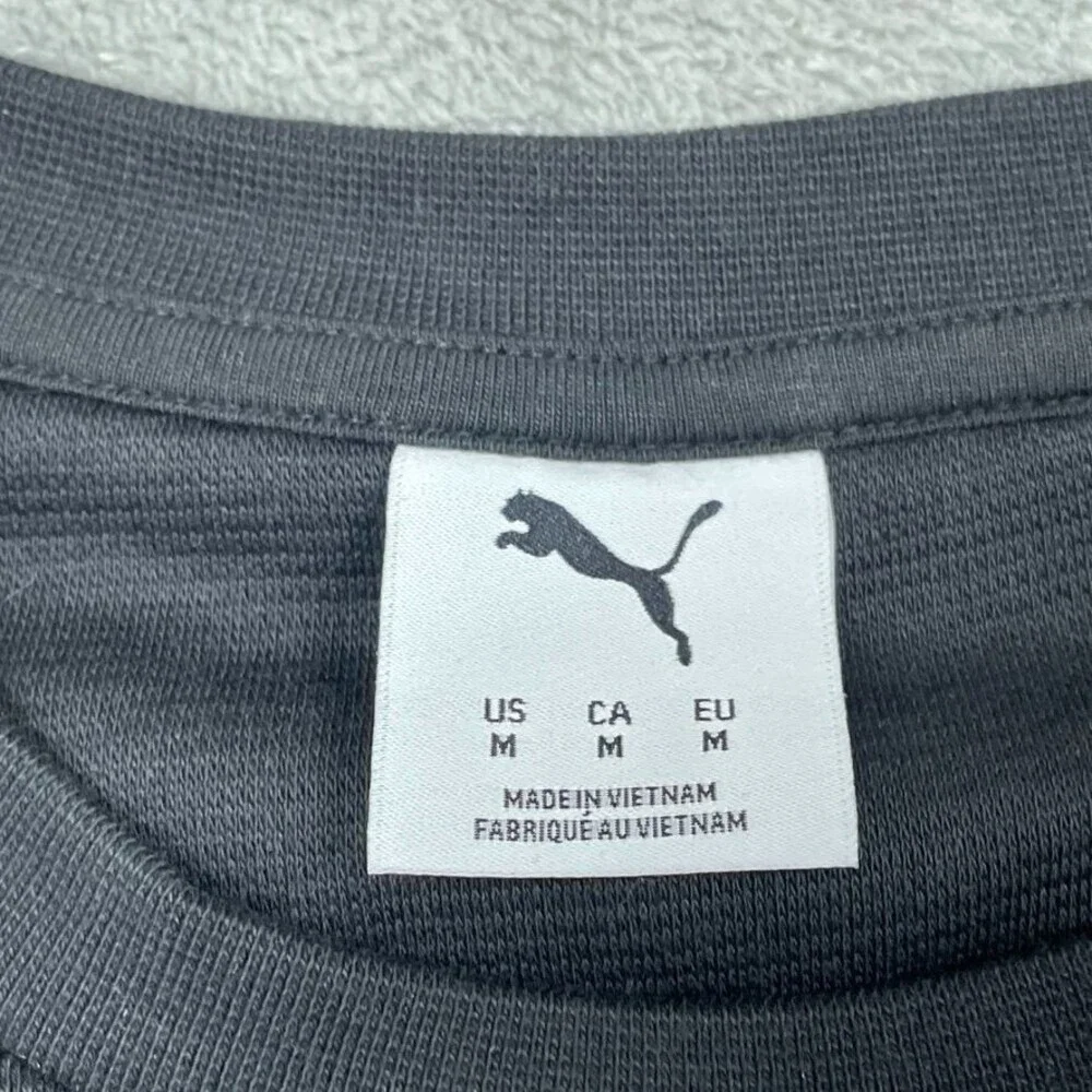 Puma Mens Black Long Sleeve Ribbed Crewneck Sweatshirt Medium a0925